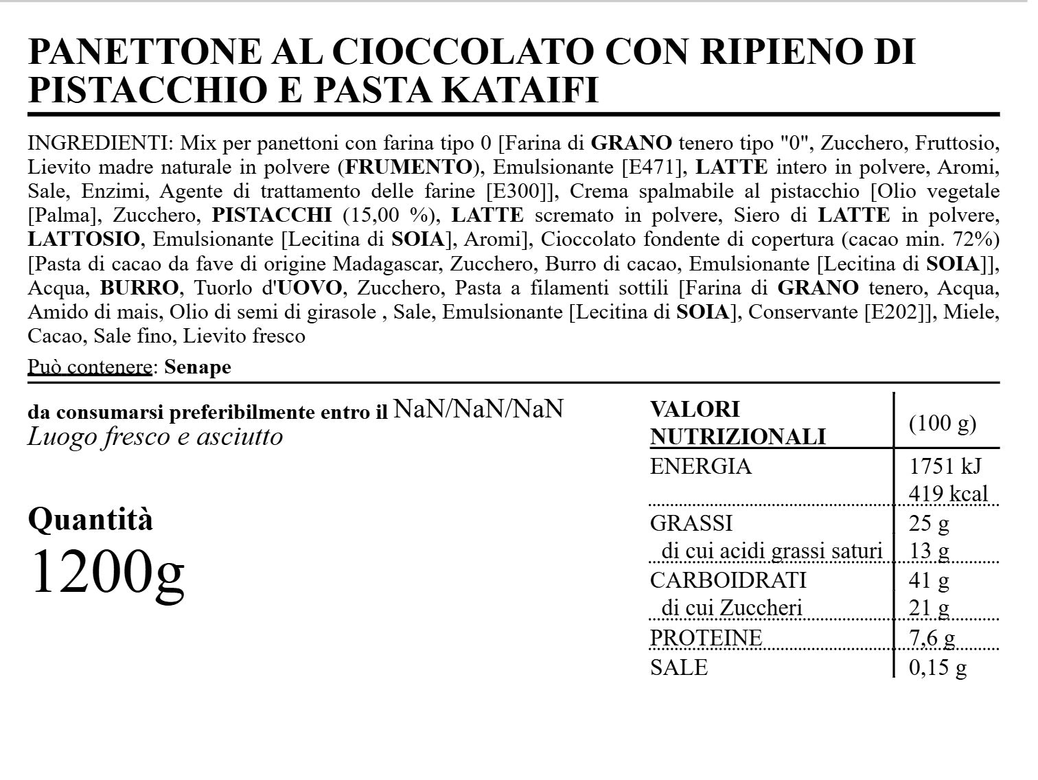 Panettone Dubai 1,200kg