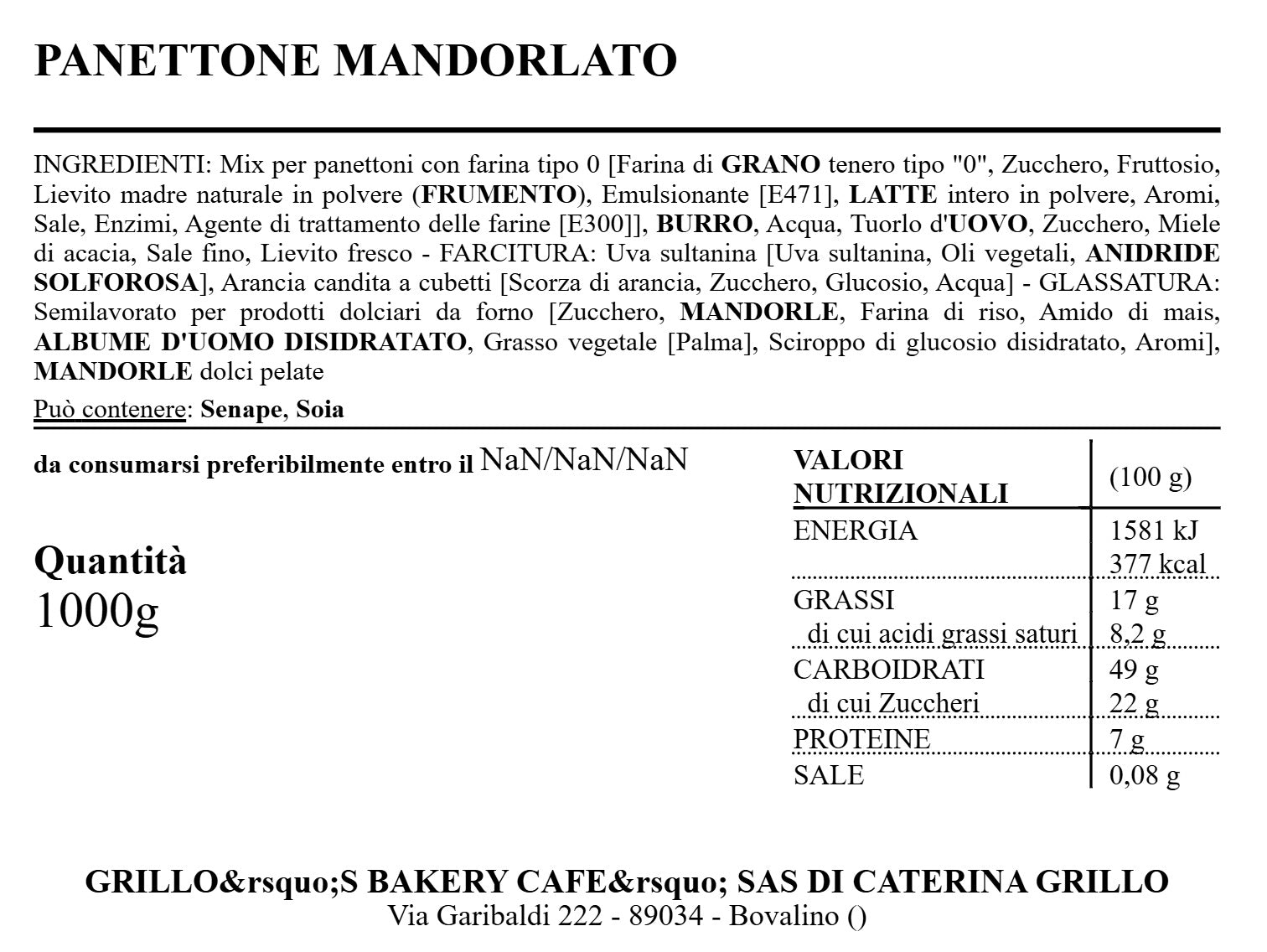 Panettone mandorlato 1200g